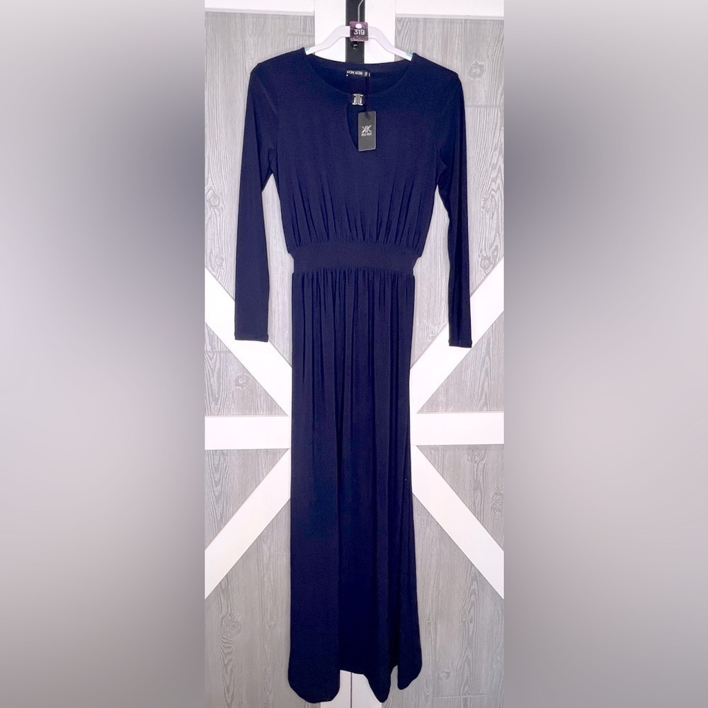 319. NWT Koh Koh Long Sleeve Formal Navy Dress Medium